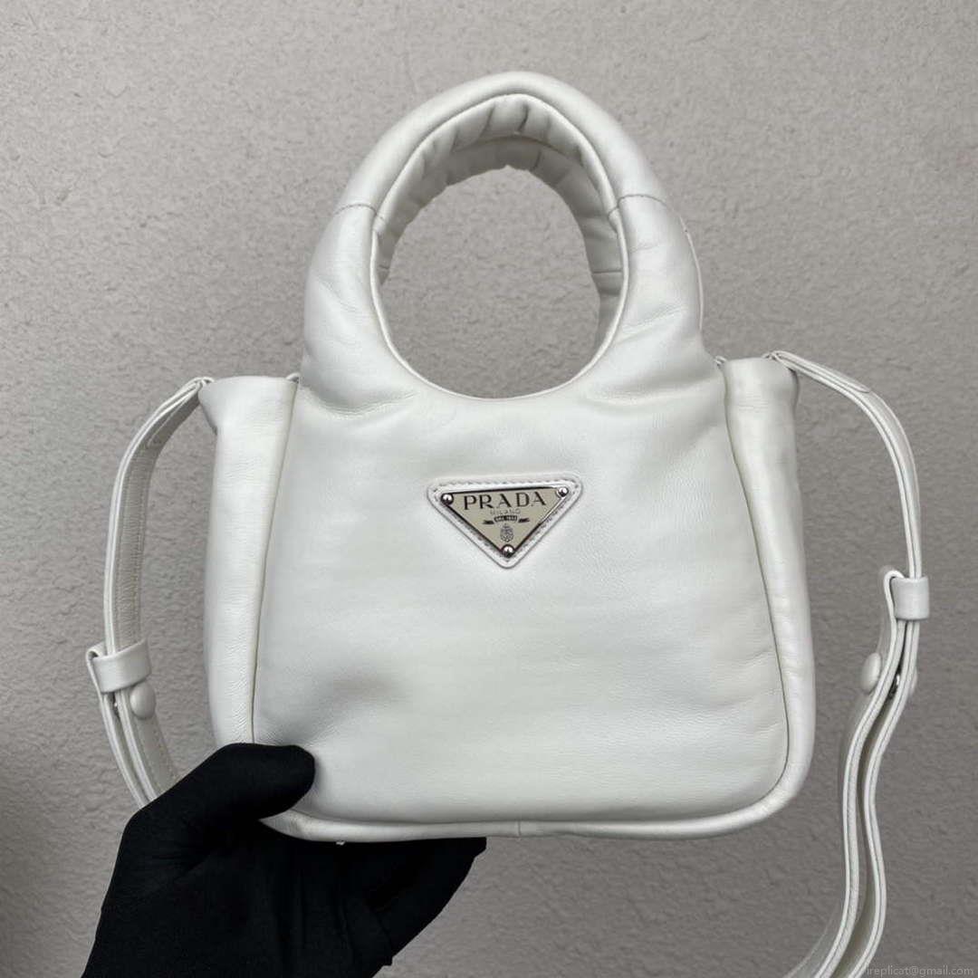 Prada 1BA359 Small Padded Prada Soft Nappa Leather Bag White