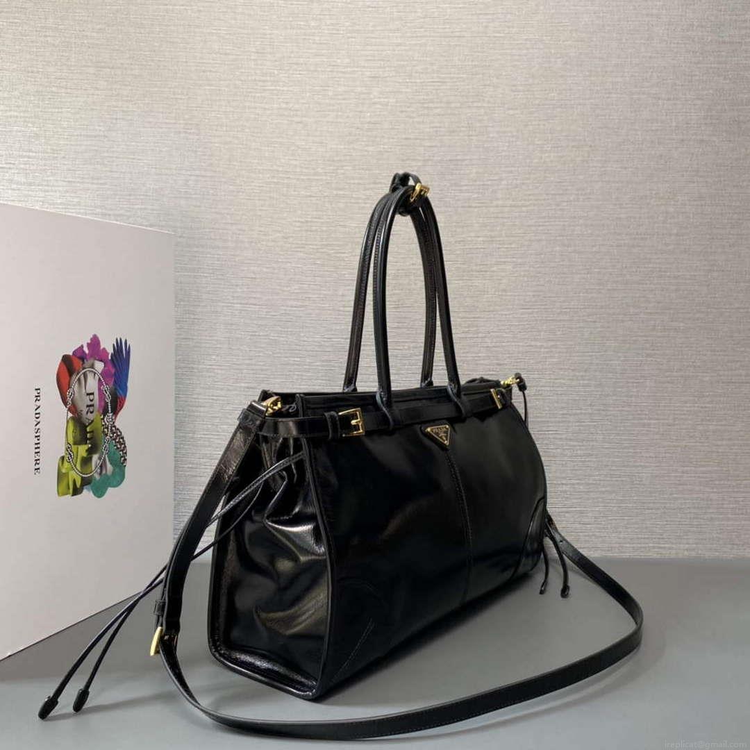 Prada 1BA433 Large Leather Handbag Black