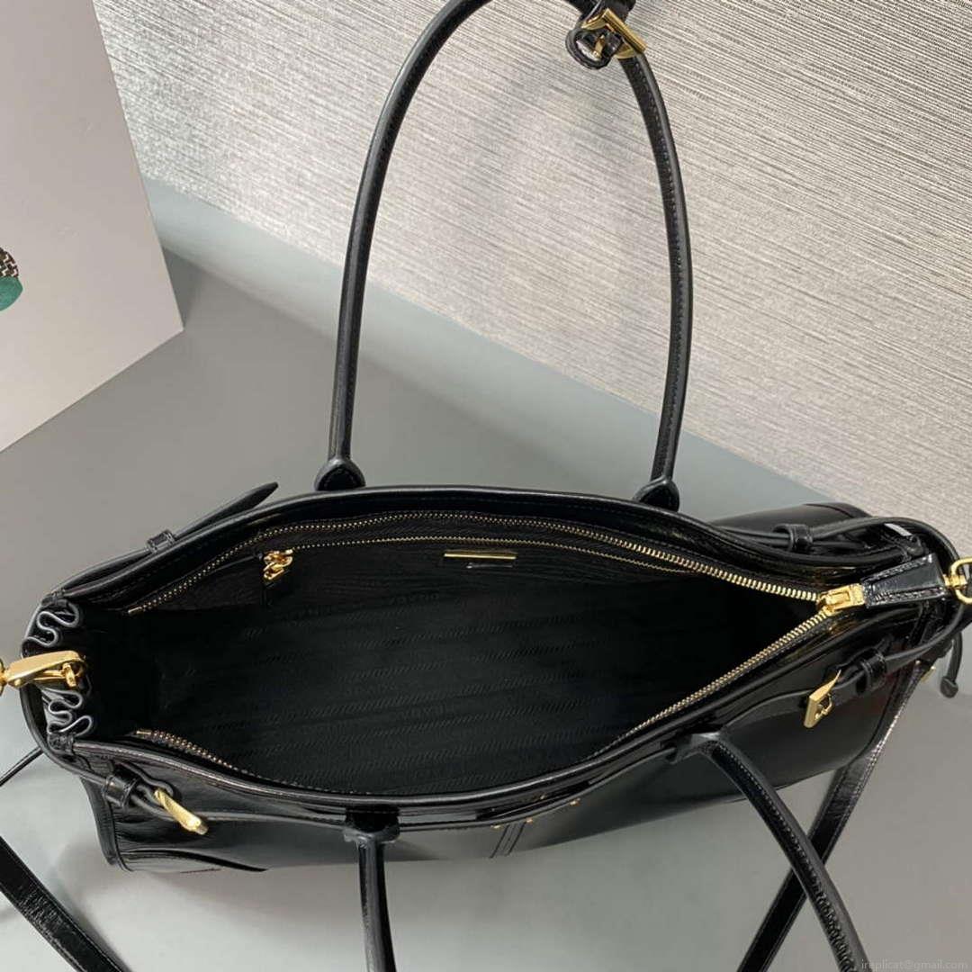 Prada 1BA433 Large Leather Handbag Black