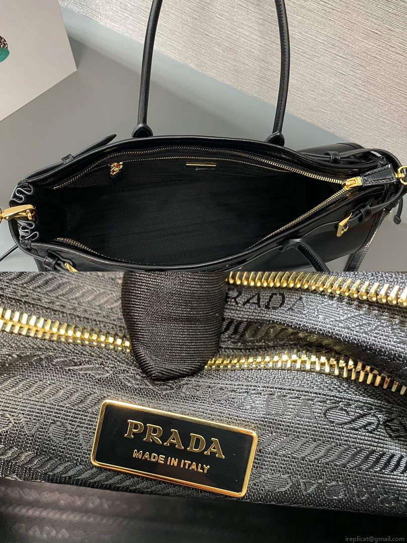 Prada 1BA433 Large Leather Handbag Black