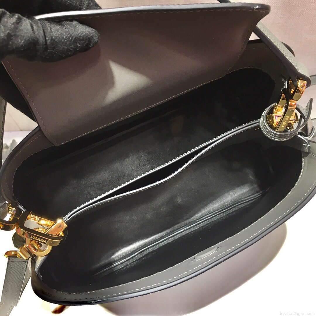 Prada 1BA282 Medium Saffiano Leather Prada Matinee Bag Gray