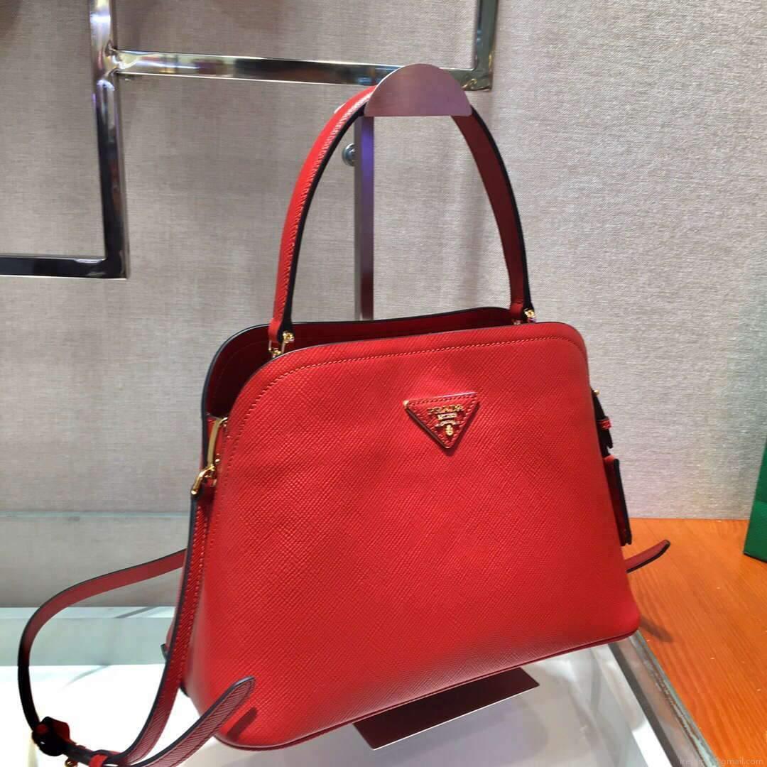 Prada 1BA282 Medium Saffiano Leather Prada Matinee Bag Red