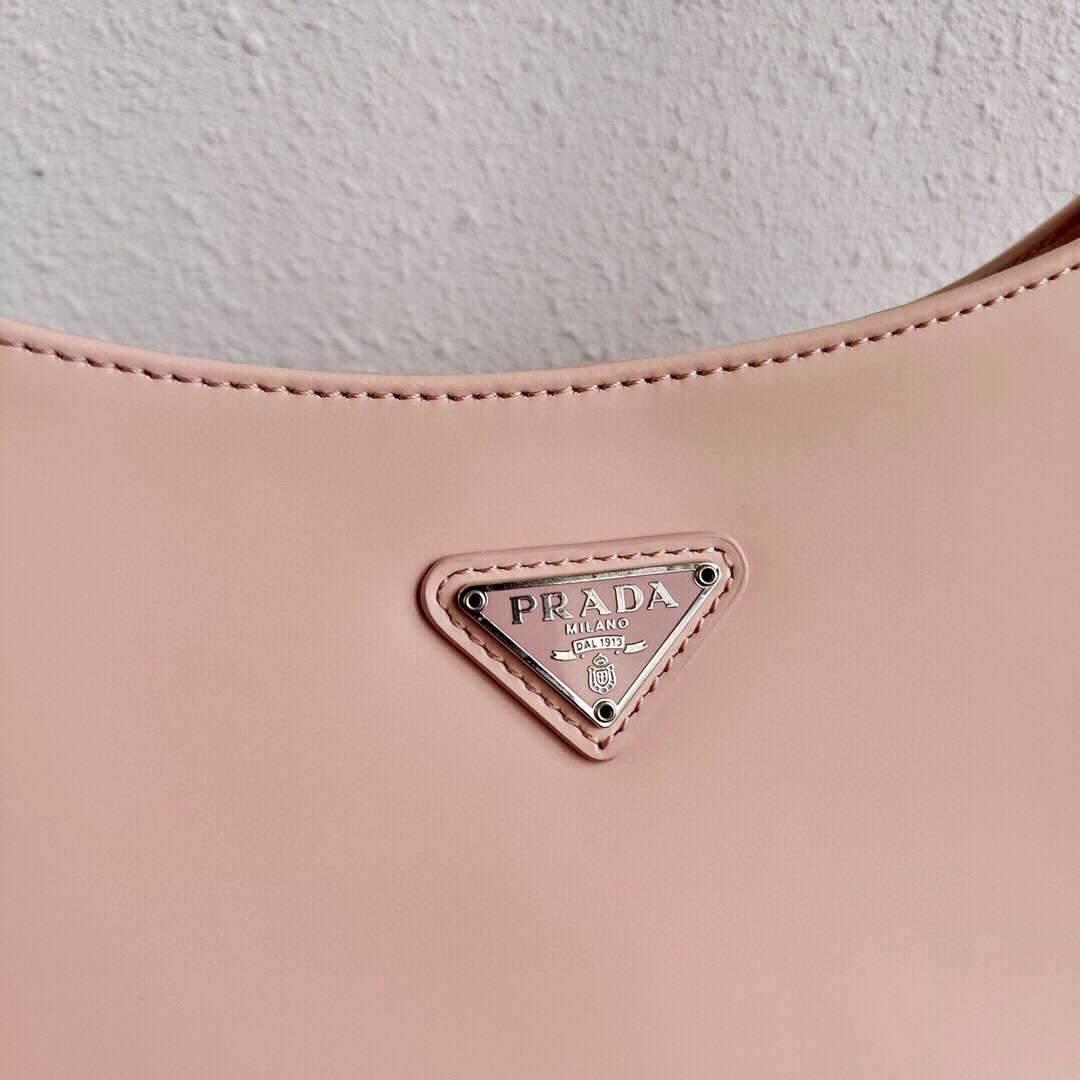 Prada 1BC499 Prada Cleo Brushed Leather Shoulder Bag in Pink