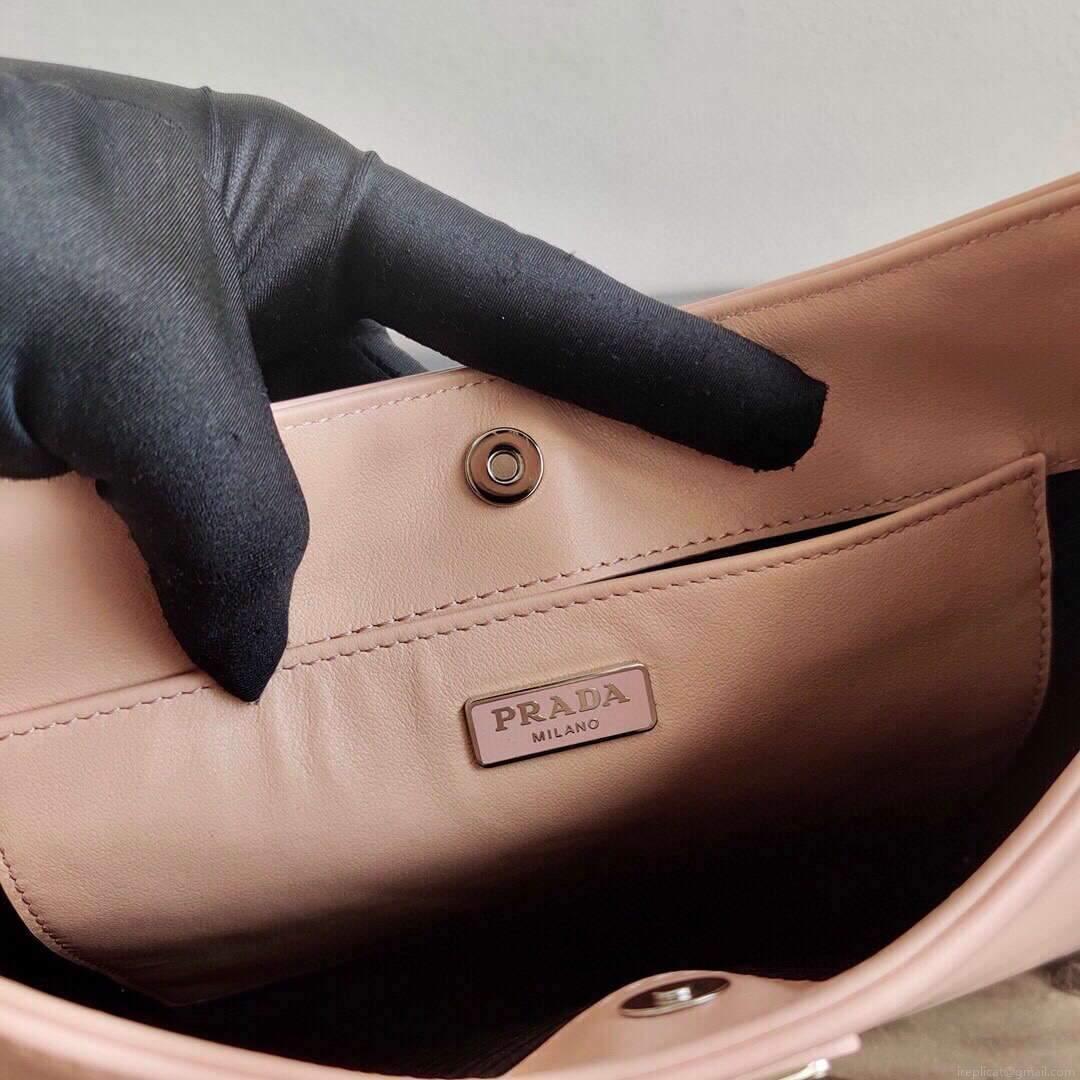 Prada 1BC499 Prada Cleo Brushed Leather Shoulder Bag in Pink