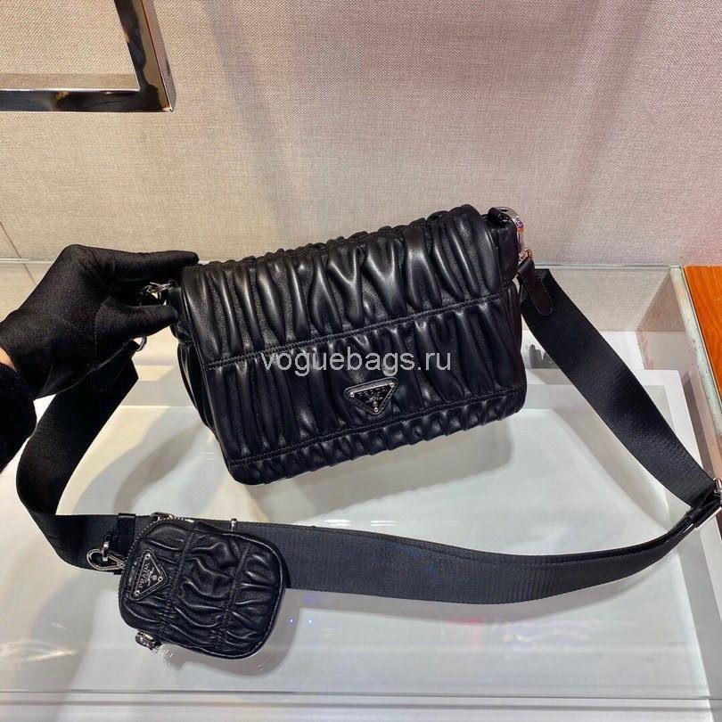 Prada 1BD289 Gaufre Nappa Leather Shoulder Bag Black