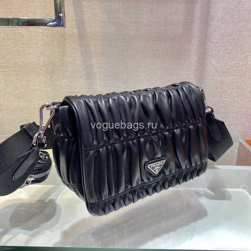 Prada 1BD289 Gaufre Nappa Leather Shoulder Bag Black