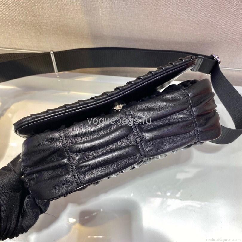 Prada 1BD289 Gaufre Nappa Leather Shoulder Bag Black