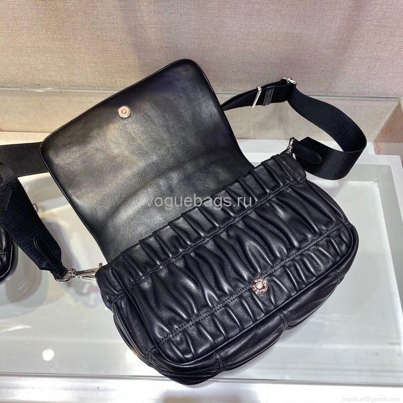 Prada 1BD289 Gaufre Nappa Leather Shoulder Bag Black