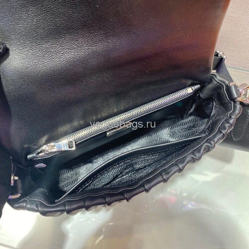 Prada 1BD289 Gaufre Nappa Leather Shoulder Bag Black