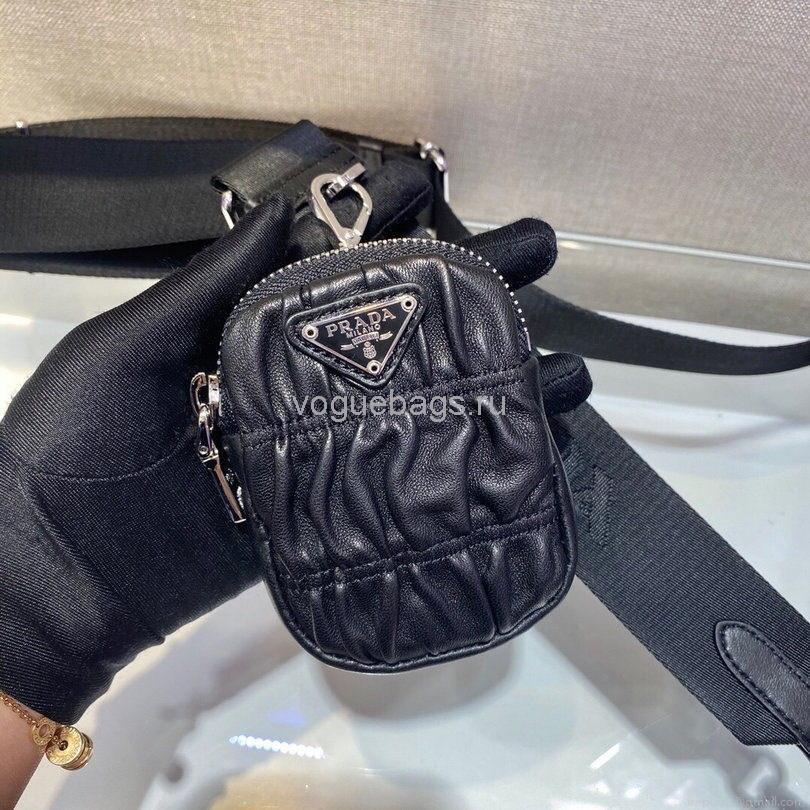 Prada 1BD289 Gaufre Nappa Leather Shoulder Bag Black