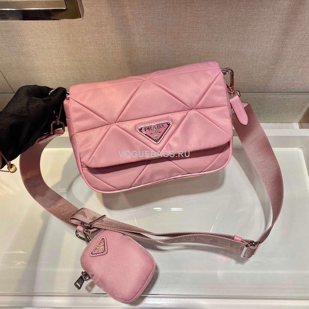 Prada 1BD292 Prada Three In One Nylon Shoulder Bag Pink