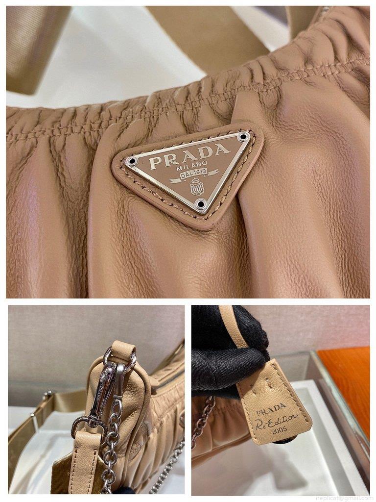 Prada 1BH204 Mini Bags Prada Crossbody Leather bag In Apricot