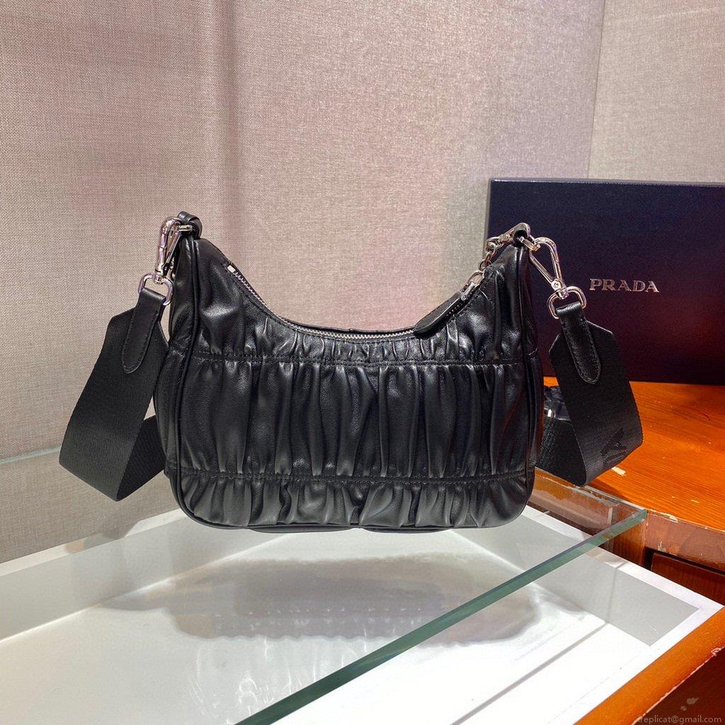 Prada 1BH204 Mini Bags Prada Crossbody Leather bag In Black