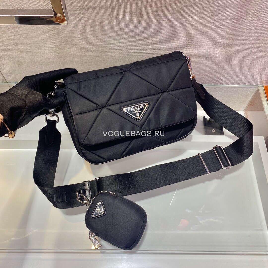 Prada 1BD292 Prada Three In One Nylon Shoulder Bag Black