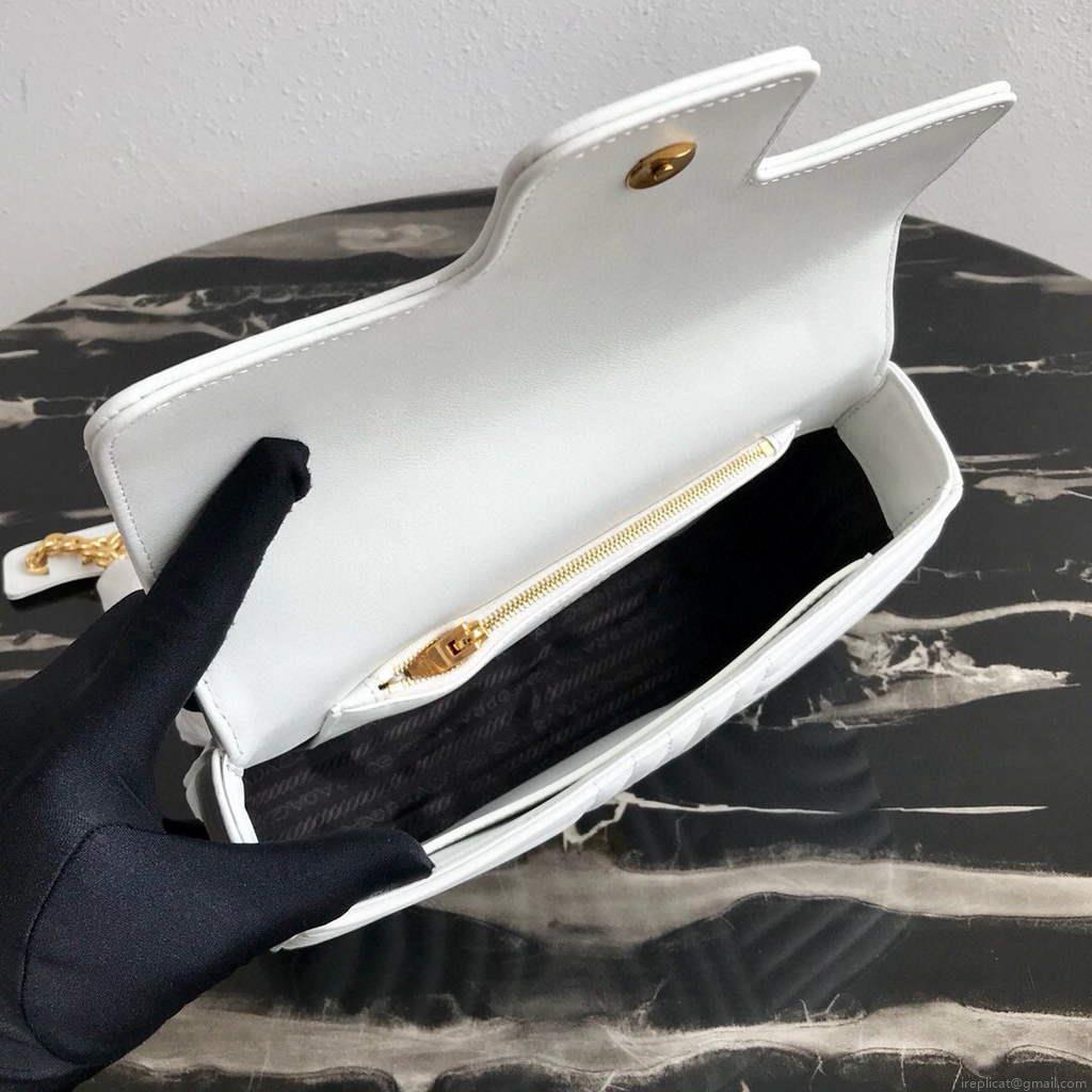 Prada 1BD108 Medium Leather Prada Diagramme Bag White