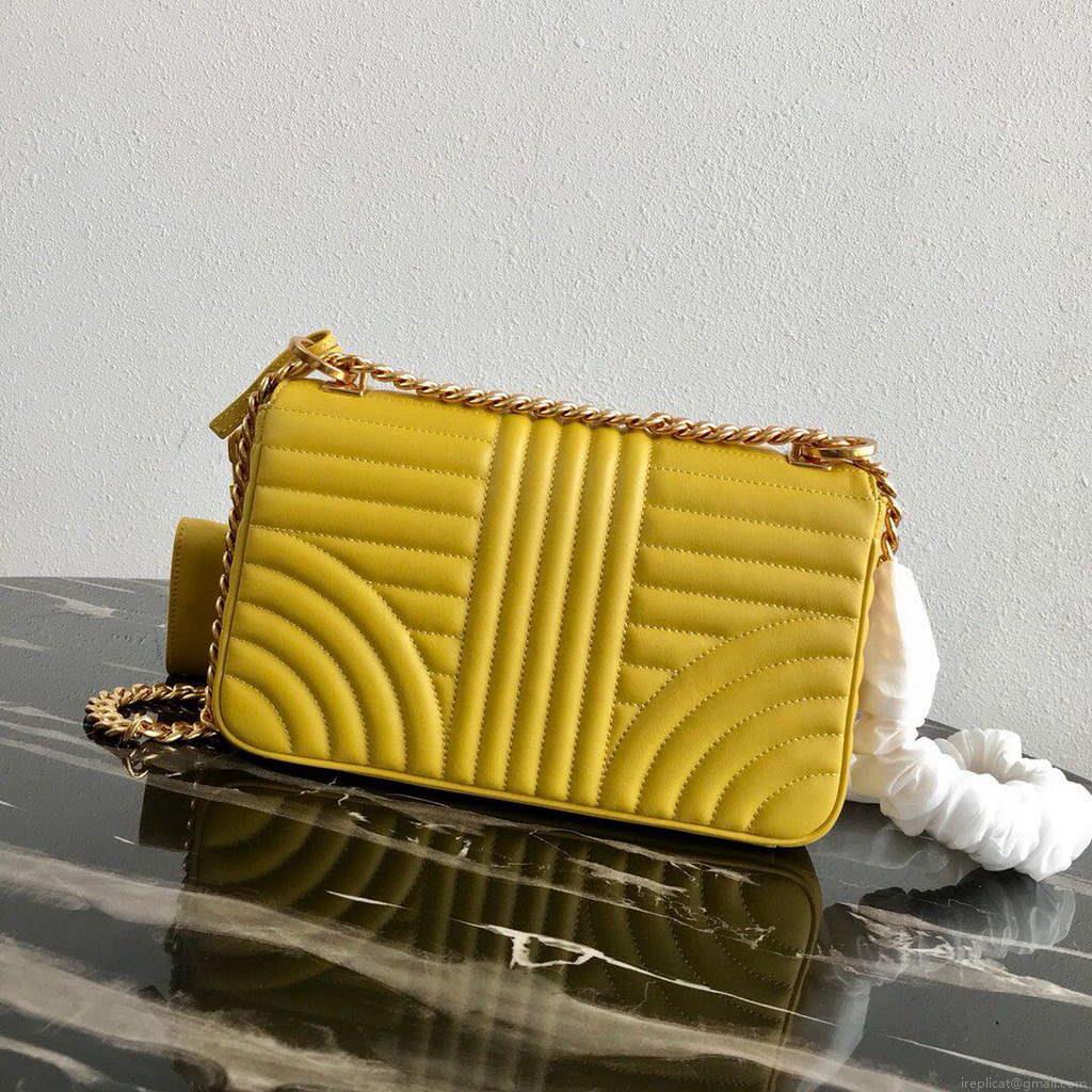 Prada 1BD108 Medium Leather Prada Diagramme Bag Yellow