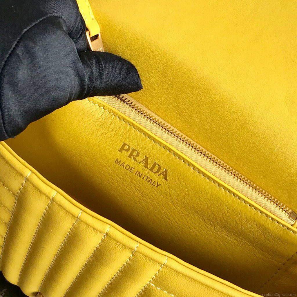 Prada 1BD108 Medium Leather Prada Diagramme Bag Yellow