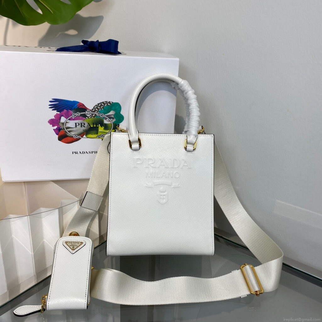 Prada 1BA333 Small Saffiano leather handbag White