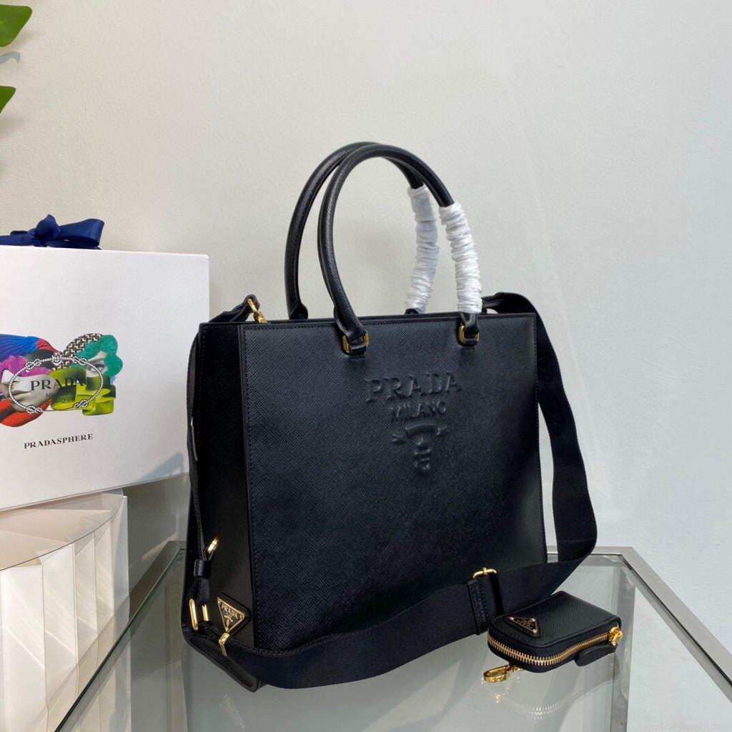 Prada 1BA335 Large Saffiano leather handbag Black