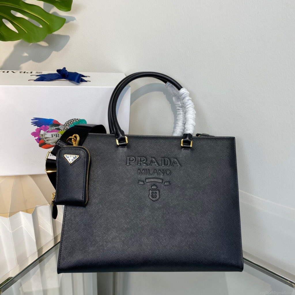 Prada 1BA335 Large Saffiano leather handbag Black