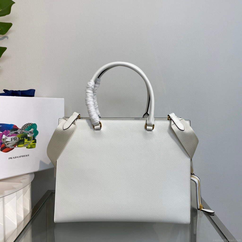 Prada 1BA335 Large Saffiano leather handbag White