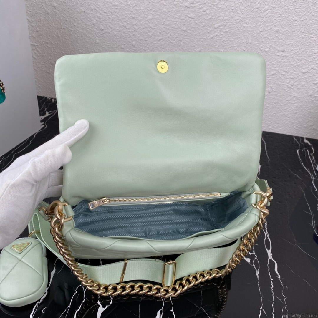 Prada 1BD291 Prada System nappa leather patchwork bag Light Green