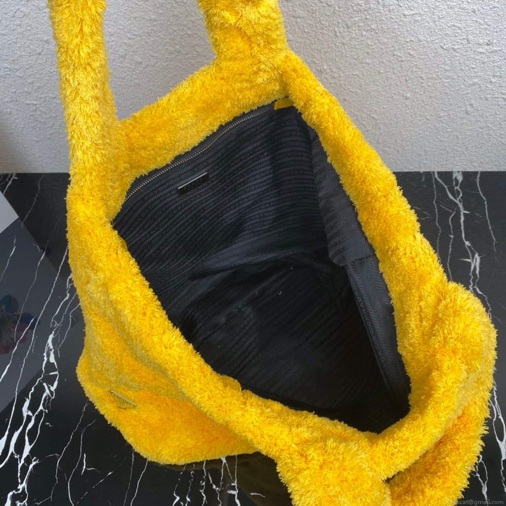 Prada 1BG130 Shearling Tote Shoulder bag Yellow