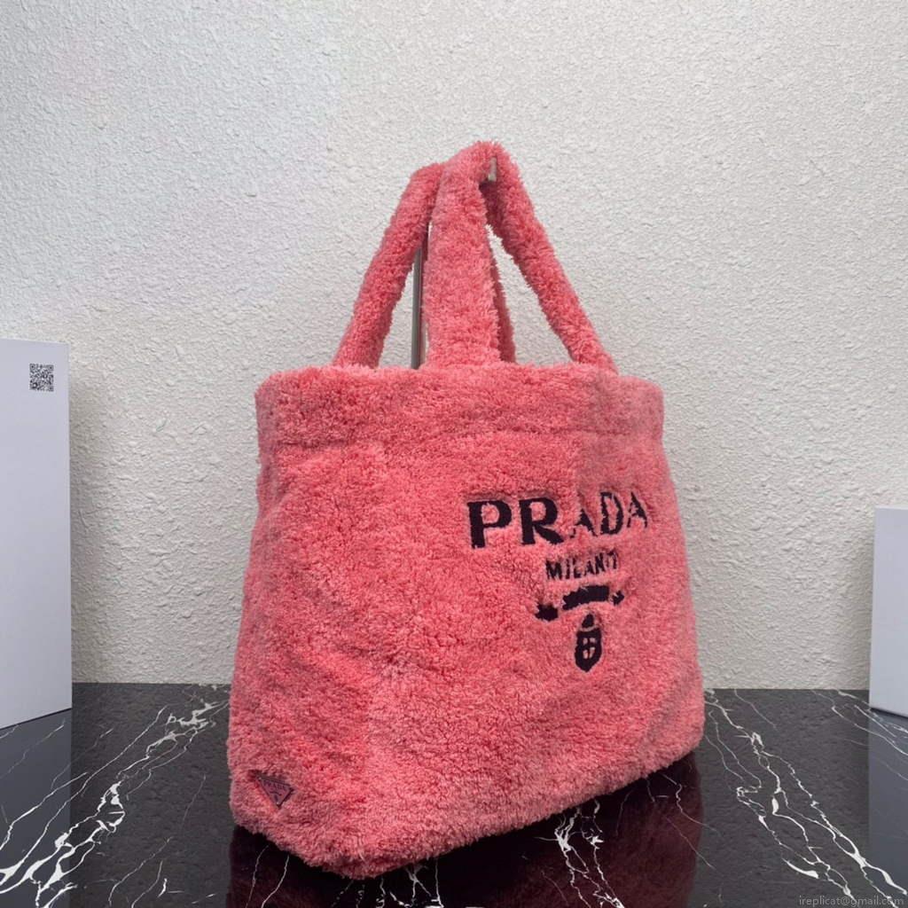 Prada 1BG130 Shearling Tote Shoulder bag Plum