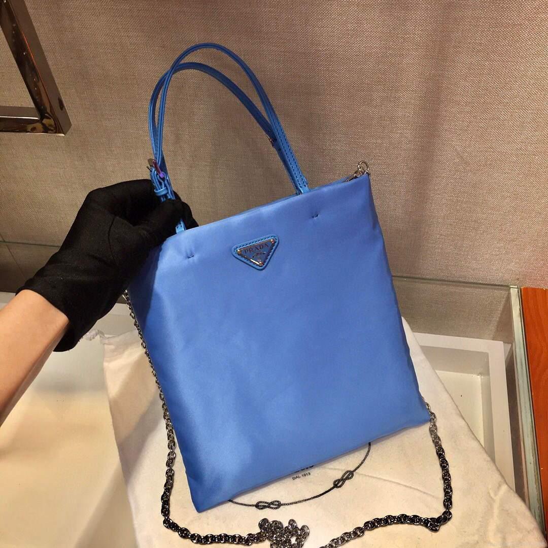 Prada 1BA252 Nylon Handbag Blue