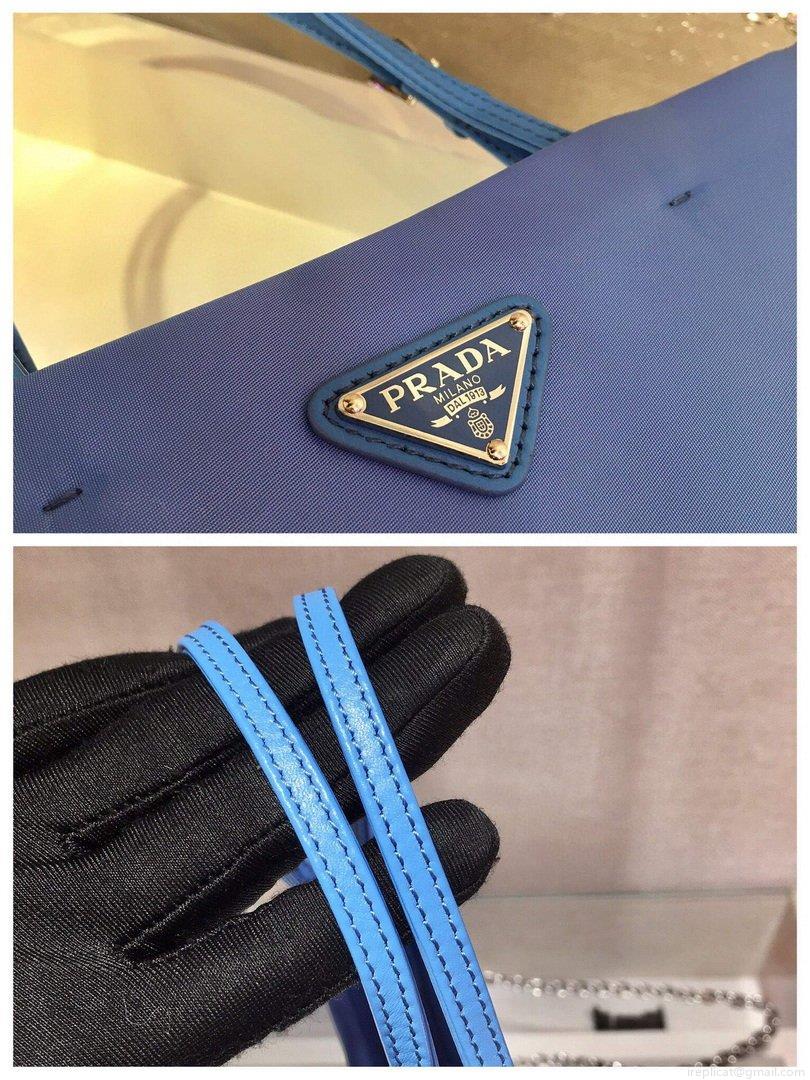 Prada 1BA252 Nylon Handbag Blue