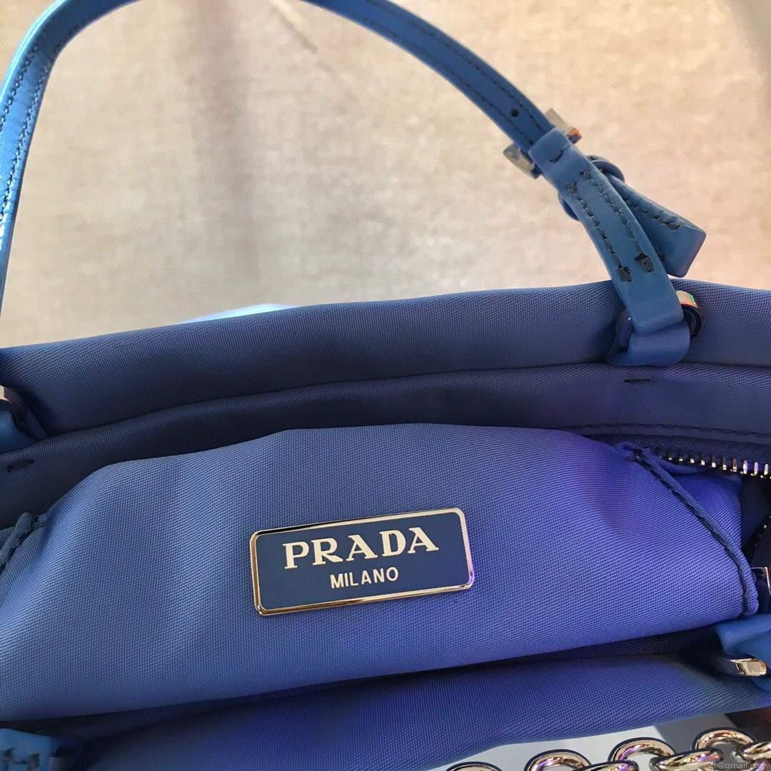 Prada 1BA252 Nylon Handbag Blue