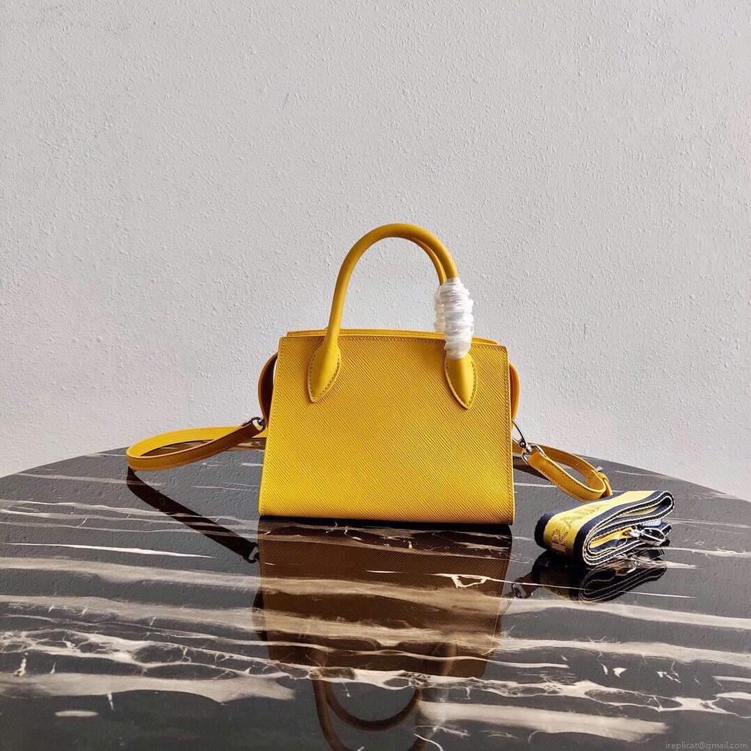 Prada 1BA269 Saffiano Leather Prada Monochrome Bag Yellow