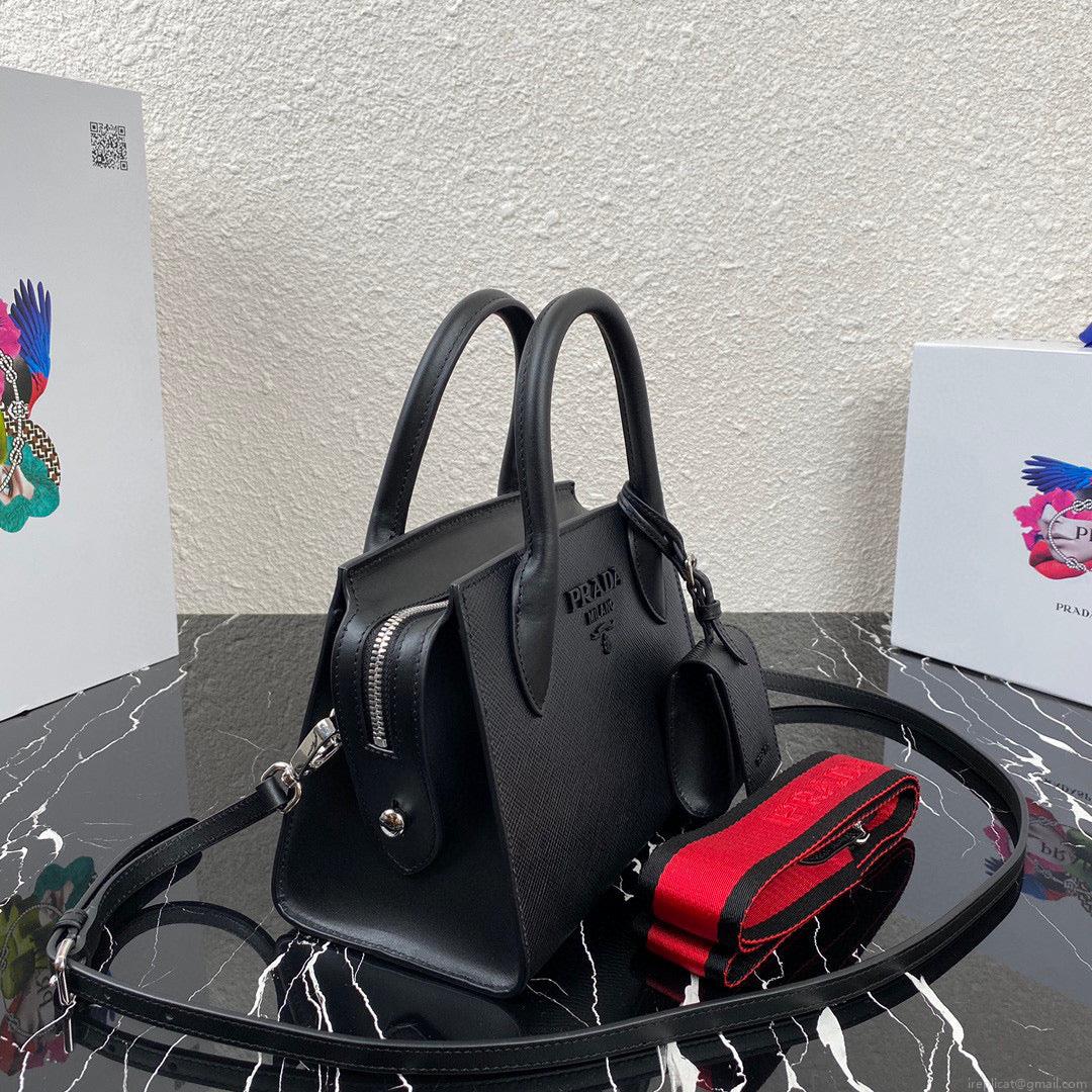Prada 1BA269 Saffiano Leather Prada Monochrome Bag Black