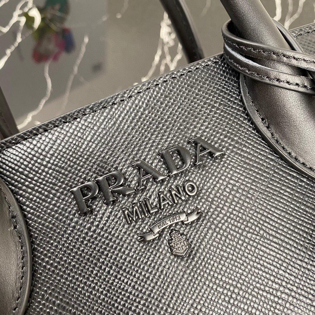 Prada 1BA269 Saffiano Leather Prada Monochrome Bag Black