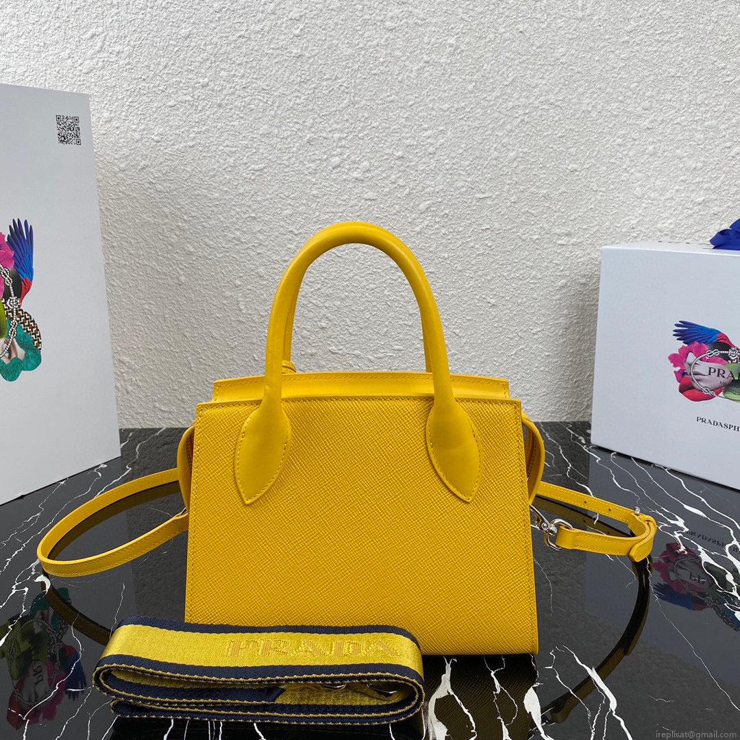 Prada 1BA269 Saffiano Leather Prada Monochrome Bag Yellow