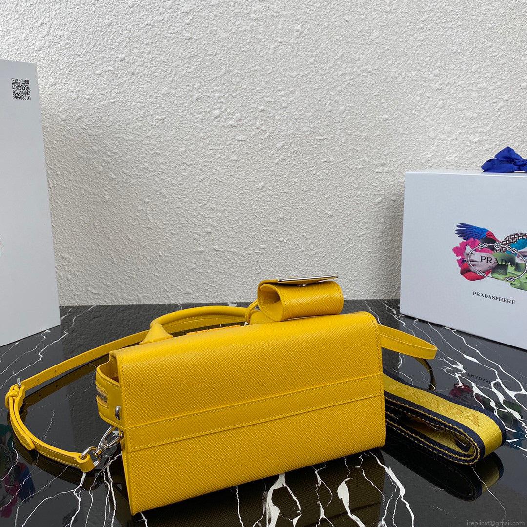Prada 1BA269 Saffiano Leather Prada Monochrome Bag Yellow