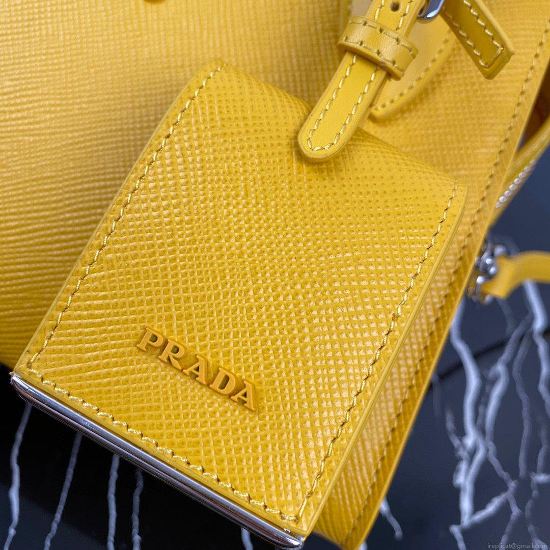 Prada 1BA269 Saffiano Leather Prada Monochrome Bag Yellow