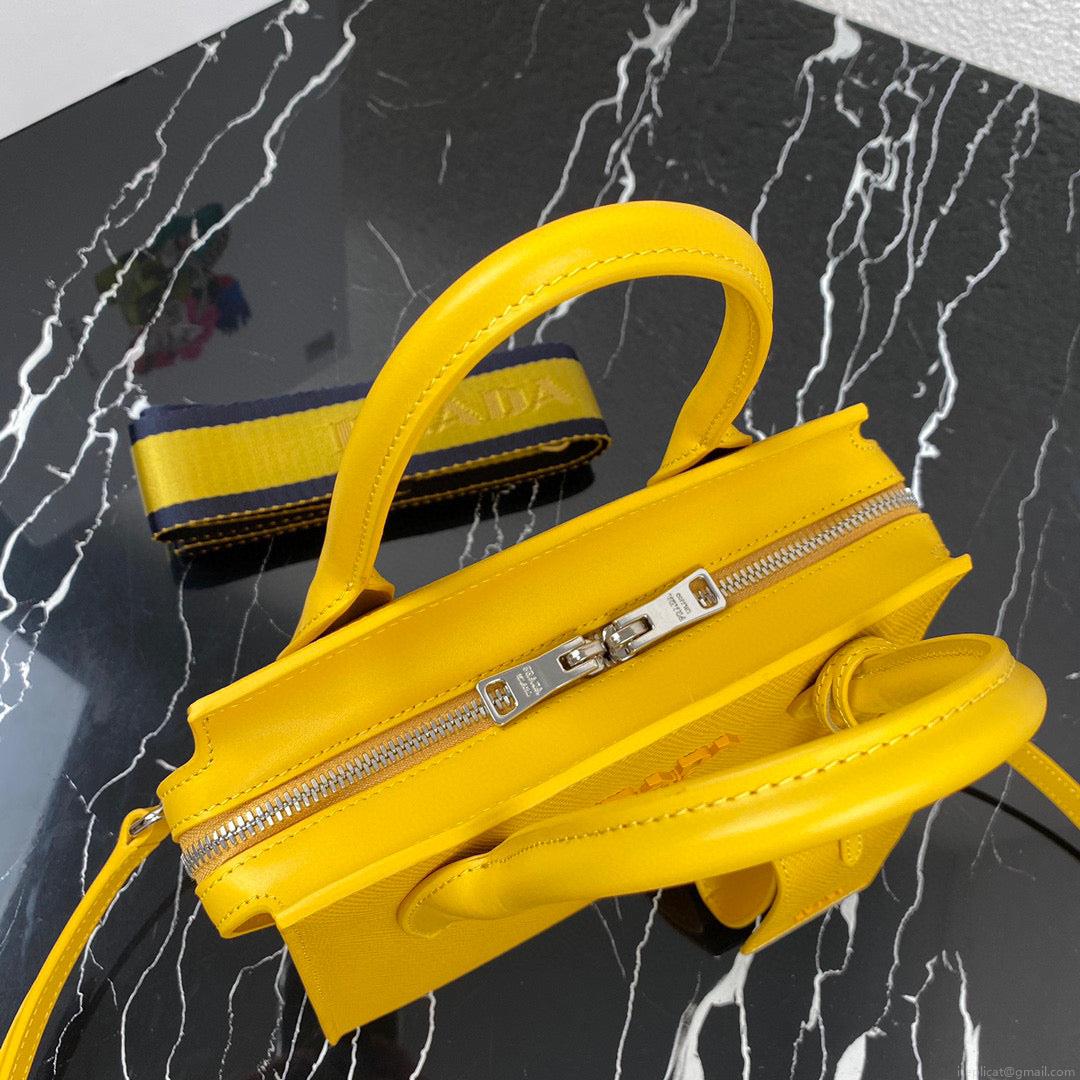 Prada 1BA269 Saffiano Leather Prada Monochrome Bag Yellow