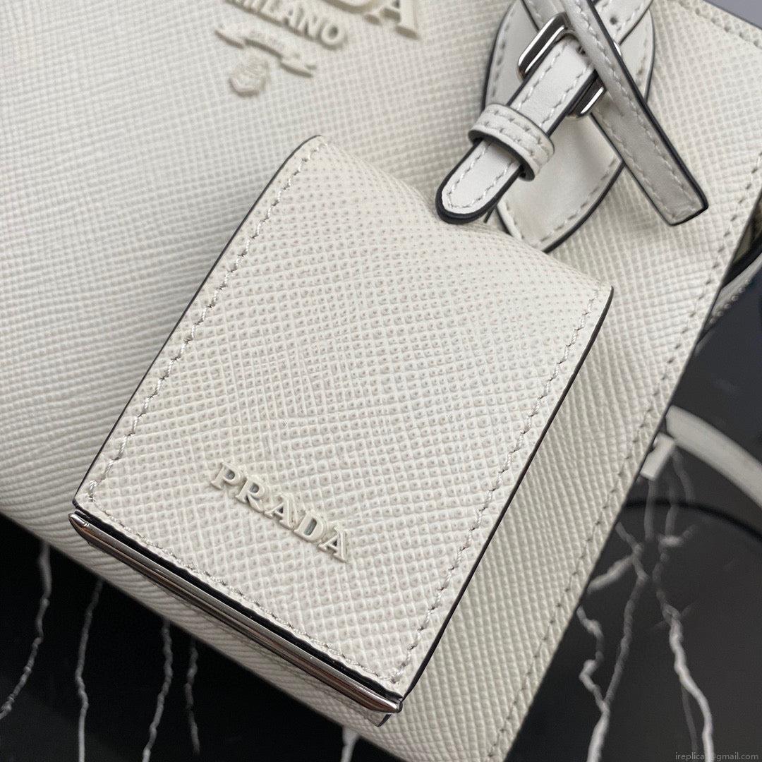 Prada 1BA269 Saffiano Leather Prada Monochrome Bag White