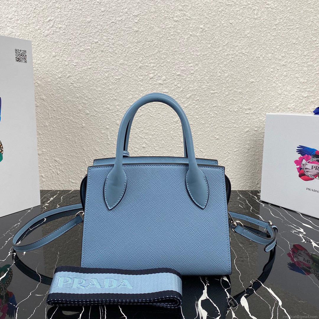 Prada 1BA269 Saffiano Leather Prada Monochrome Bag Blue