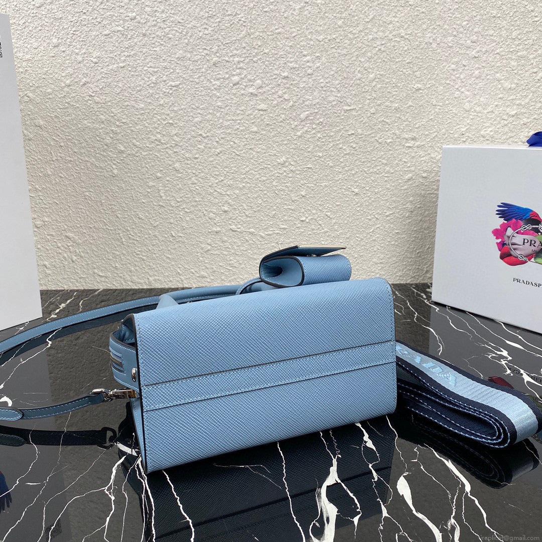 Prada 1BA269 Saffiano Leather Prada Monochrome Bag Blue