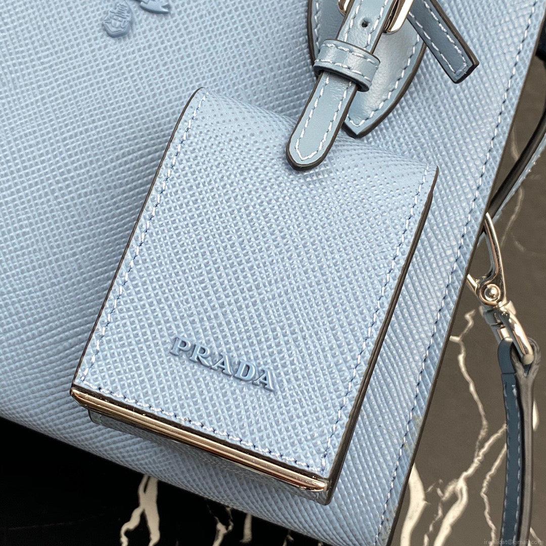 Prada 1BA269 Saffiano Leather Prada Monochrome Bag Blue