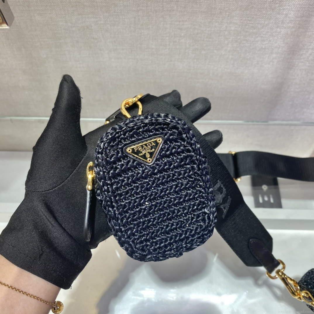 Prada 1BH204 Prada Re-Edition 2005 Raffia Bag in Black