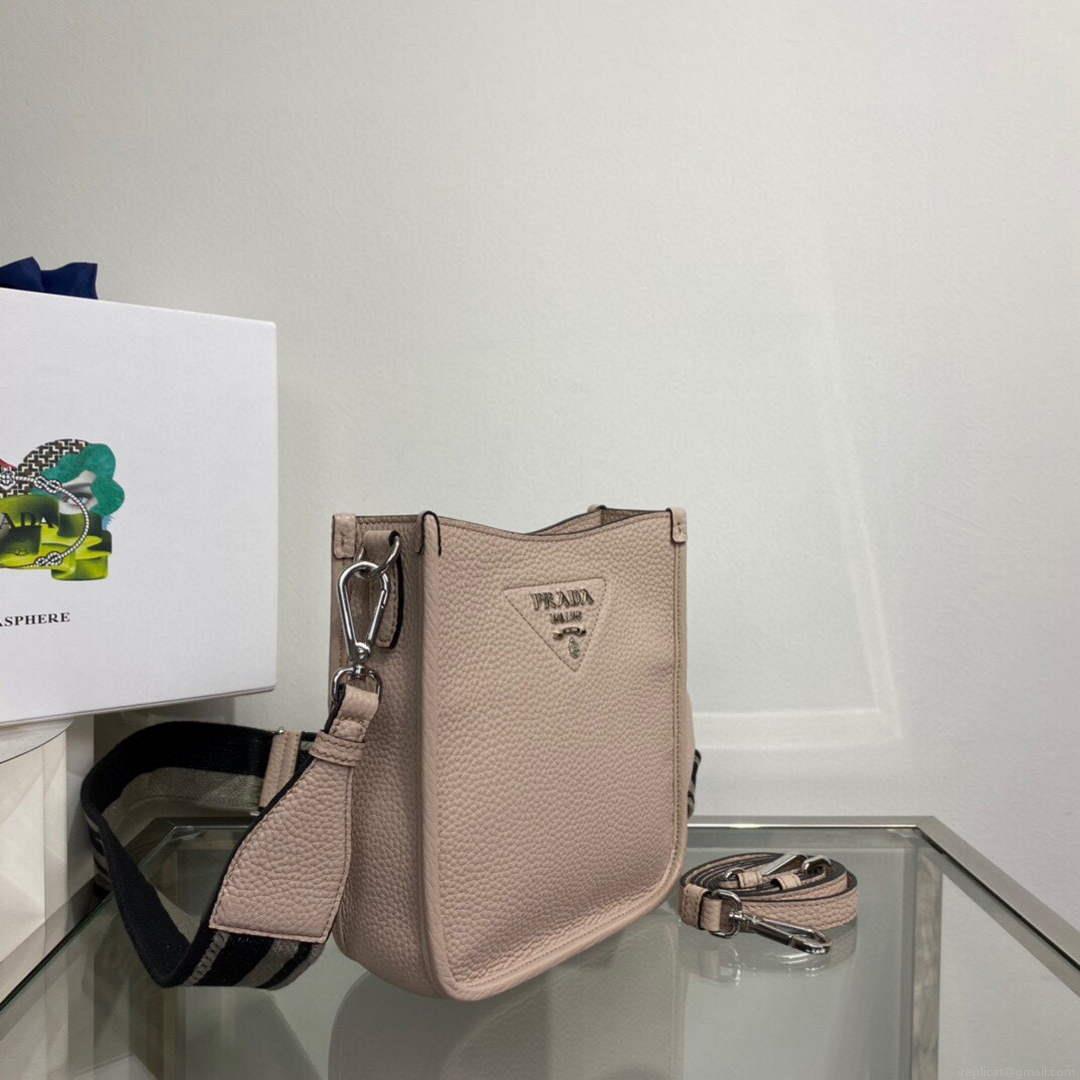 Prada 1BH191 Leather mini shoulder bag Light Gray