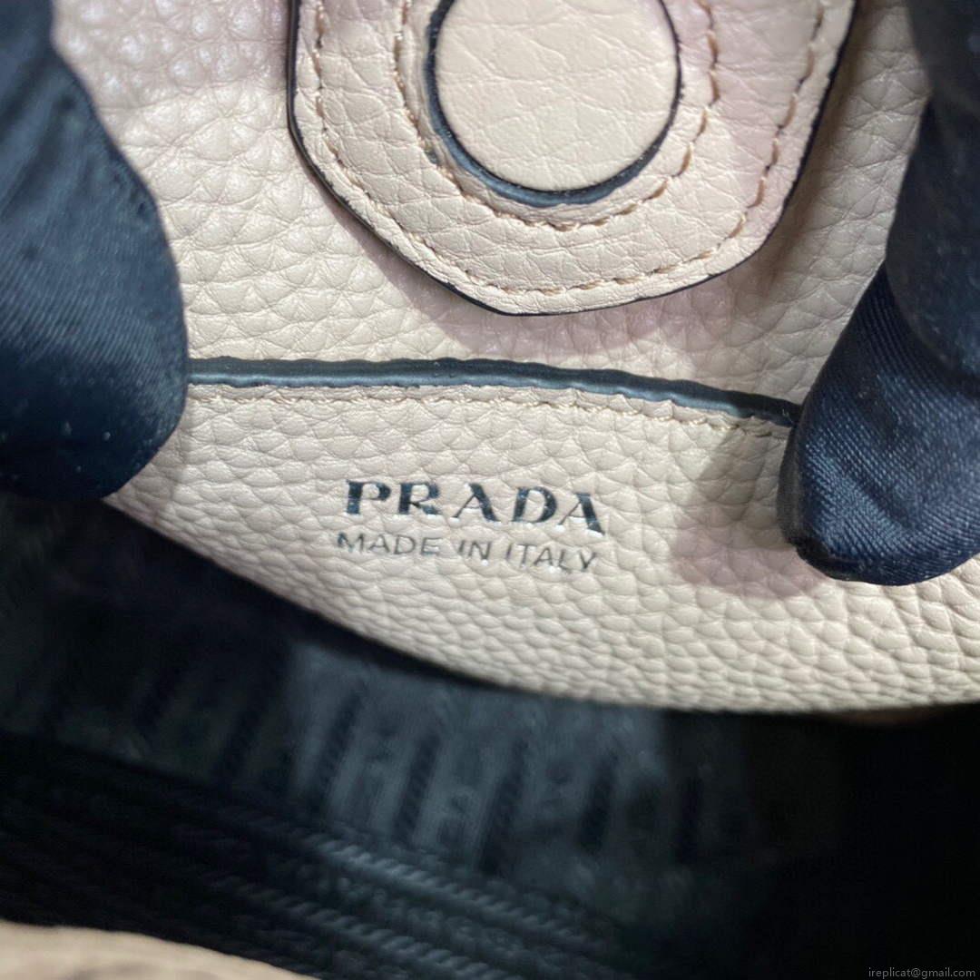 Prada 1BH191 Leather mini shoulder bag Light Gray