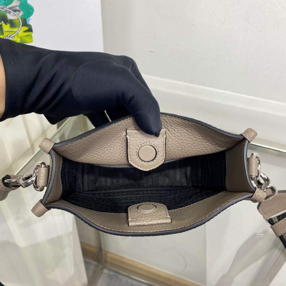 Prada 1BH191 Leather mini shoulder bag Gray