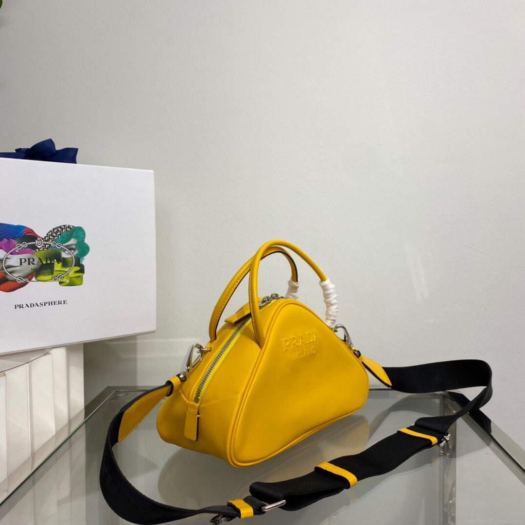 Prada 1BB082 Leather Prada Triangle bag Yellow