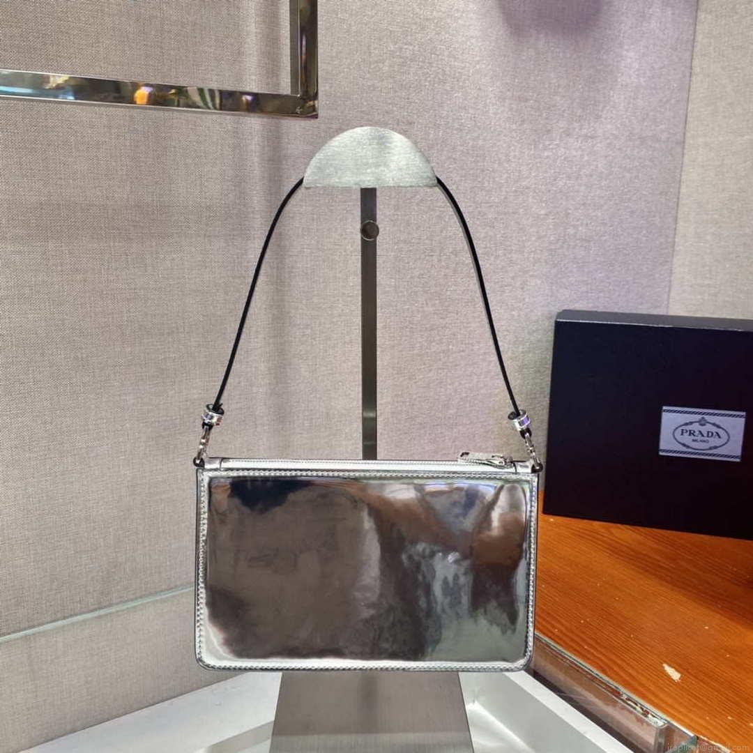 Prada 1BC155 Saffiano leather mini bag Blingbing Silver