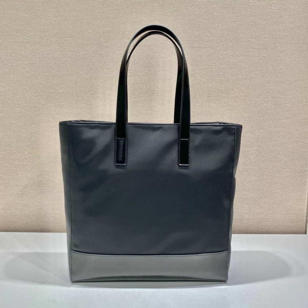 Prada 2VG071 Re-Nylon and Leather tote Black