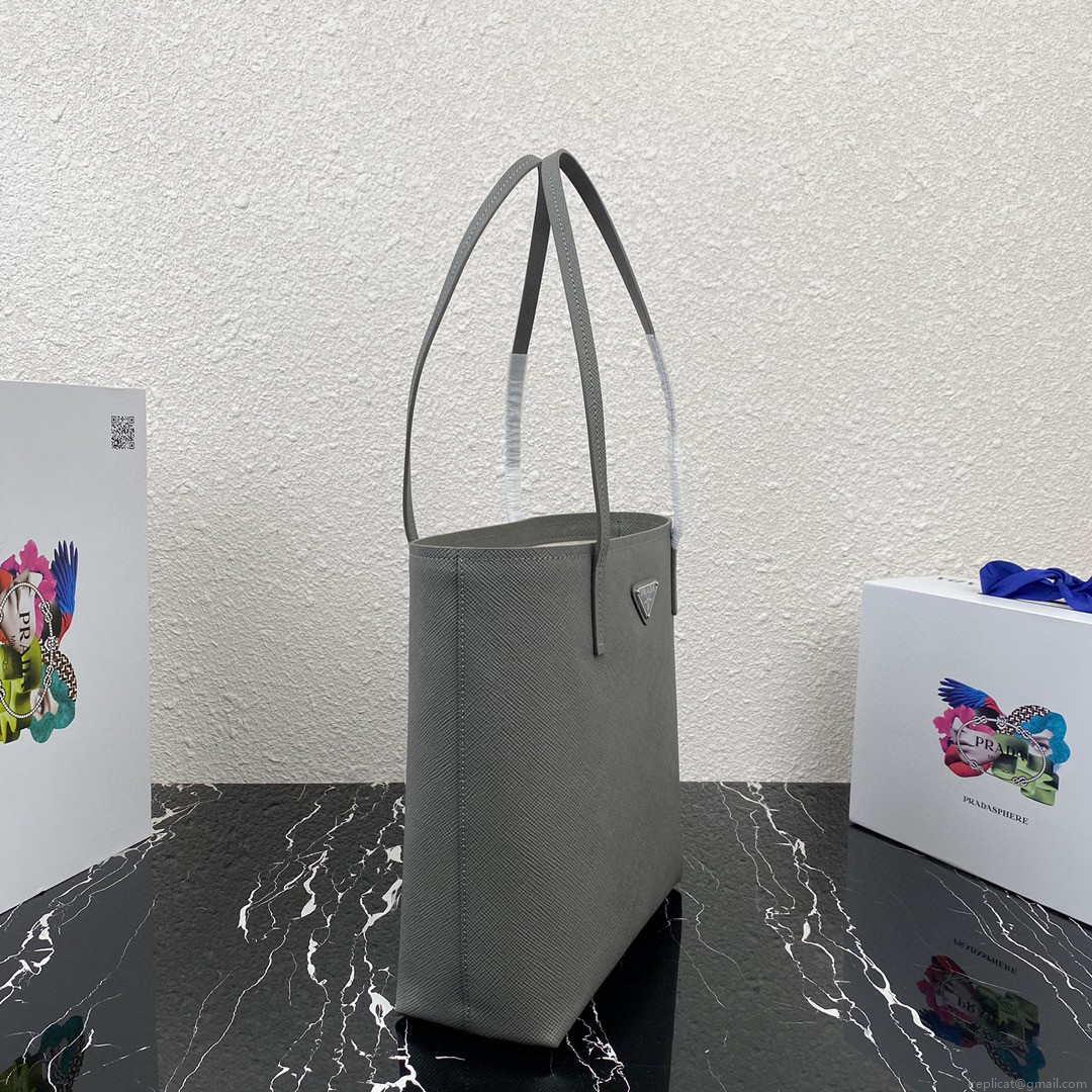 Prada Saffiano Leather 1BG342 Tote Gray
